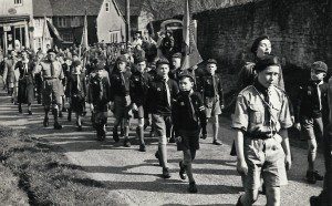 Scouts & Cubs in St George's Day parade, Lodsworth 1958-9