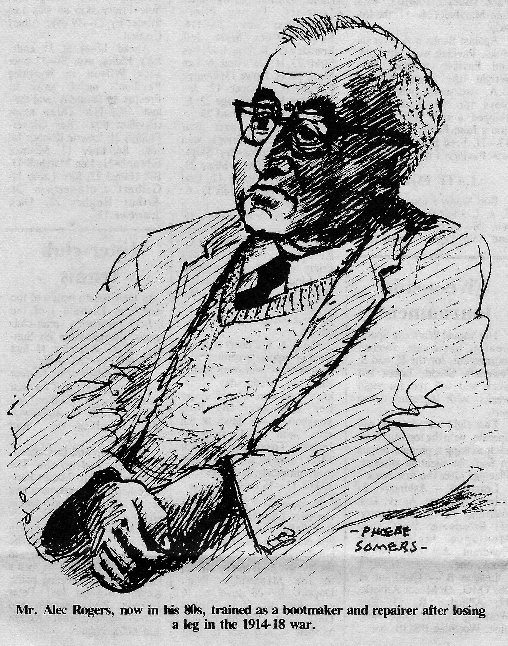 Drawing by Phoebe Somers, published in local newspaper about 1977